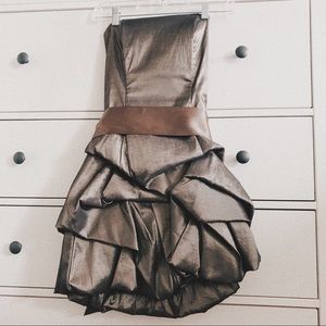 Jessica McClintok Strapless Dress Size 6 Short Ruffle Brown